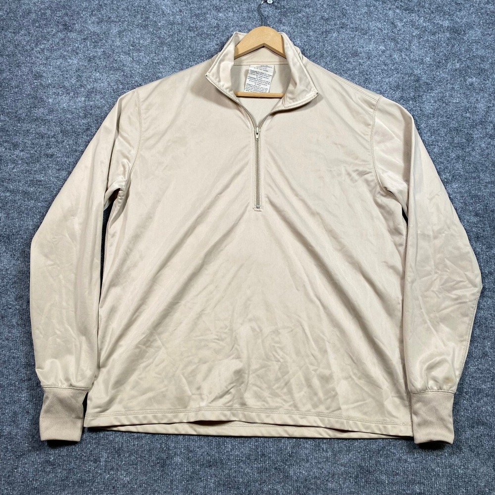 Active Force Apparel Mens Tan Quarter Zip Sleeping Shirt Heat‎ Retentive Large